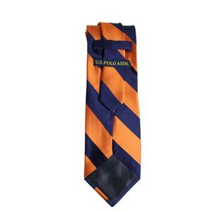 ⚡️BUY 3 for $55⚡️ U.S. Polo Association Men's Striped Silk Tie- Orange & Navy